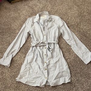 Abercrombie & Fitch Light Blue Striped Long Sleeve Dress